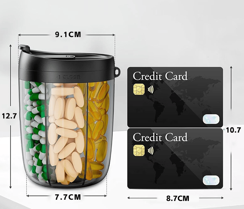 Last Day Promotion Pill Dispenser Bottle with 6 Compartments | Never Miss a Dose Again!
