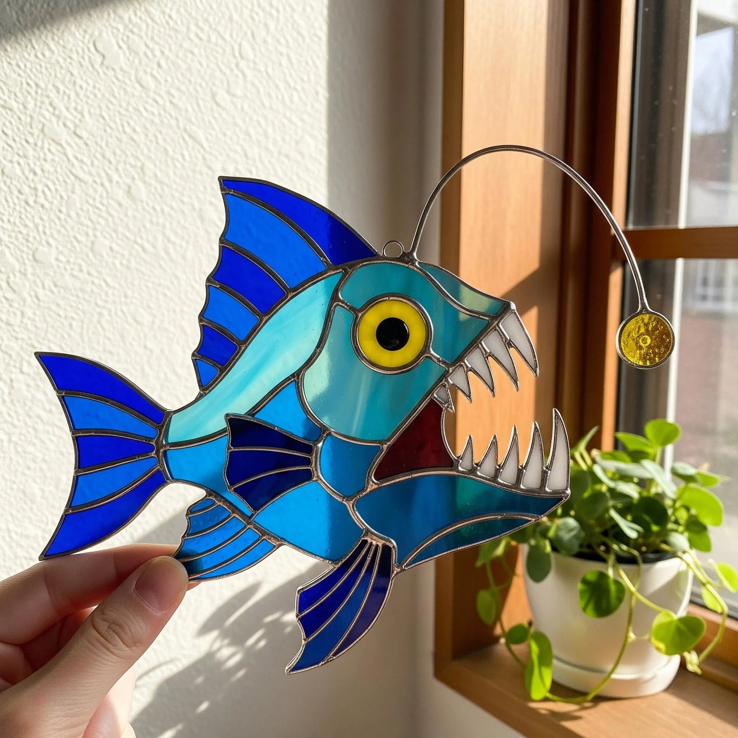 Sonnenfänger aus Buntglas mit Meereslebewesen-Imitation