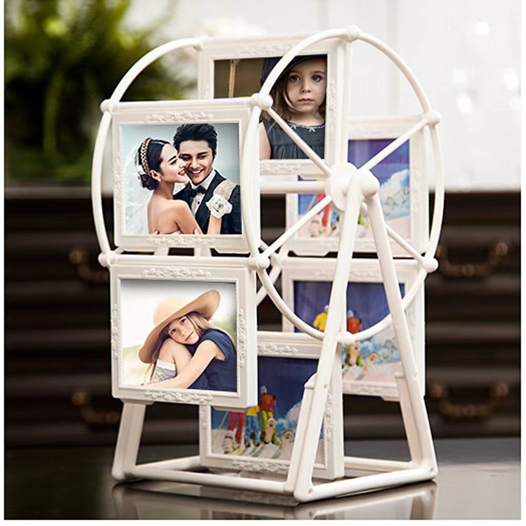 Vintage Rotating Wheel Picture Frame, 1/4 Counts Photo Display Frame