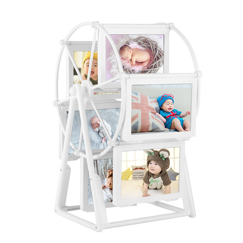 Vintage Rotating Wheel Picture Frame, 1/4 Counts Photo Display Frame