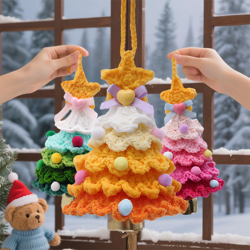 🎄Christmas discount 🌲 Knitted Christmas Tree Bell Decoration – ✨Handmade Holiday Decoration Set💖