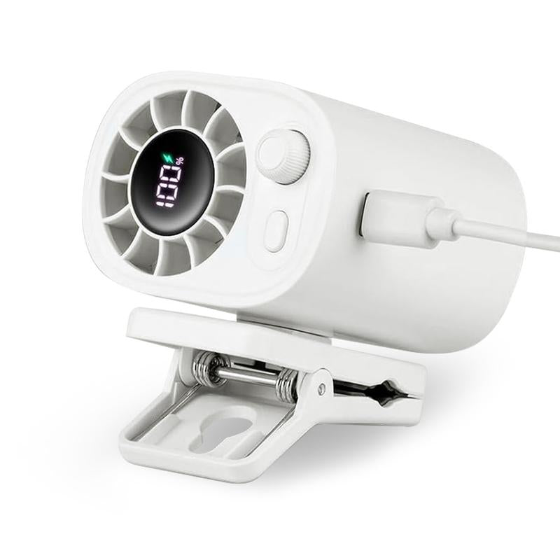 Ventilateur portable à clip pour voiture, écran LCD, rotatif à 360°, 100 vitesses