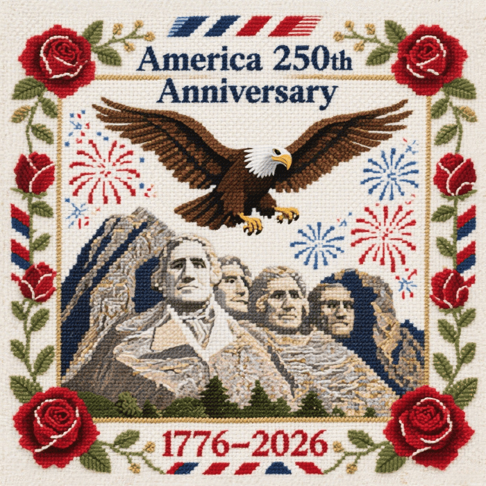 ✨250th Anniversary of America Cross Stitch Kit – Celebrate with Craft and Tradition