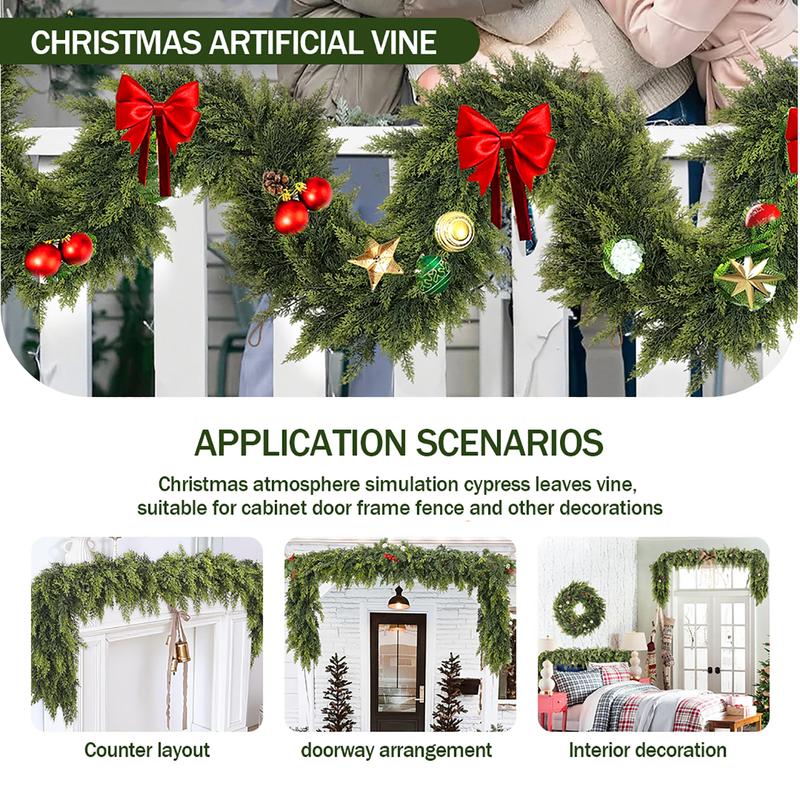 💥6 FT Artificial Cypress Rattan – Real Touch Winter Greenery