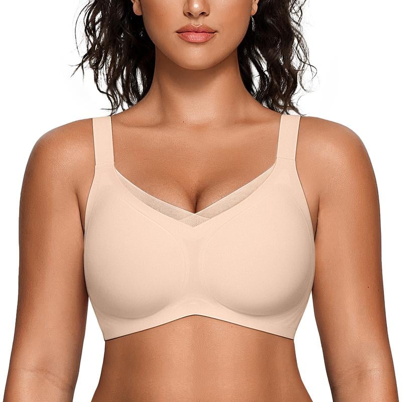 Women's Wireless V-Neck Crossover Mesh Seamless Push-Up Bra