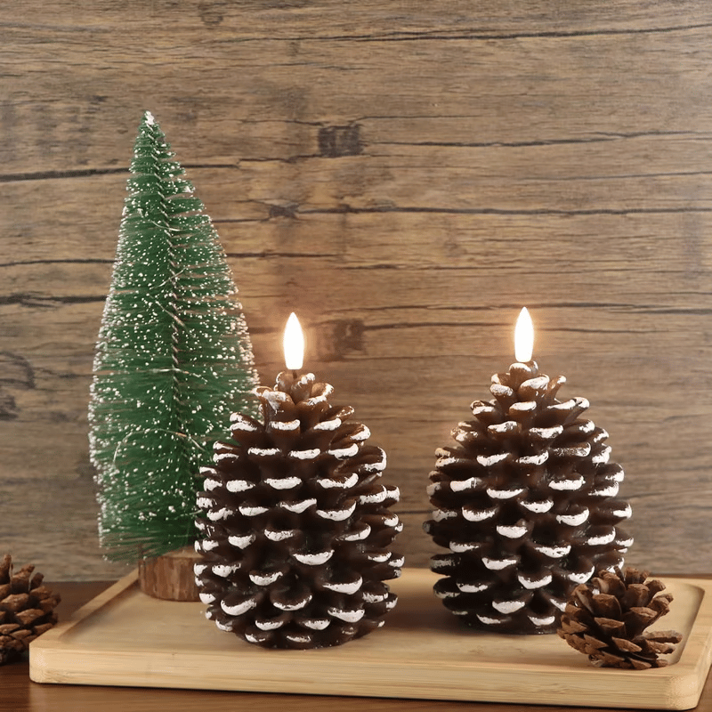 🎄Flameless Pinecone Candles Battery Operated