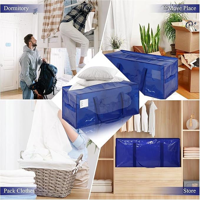 🏆Flash Sale⚡Heavy-Duty Moving Bags with Reinforced Handles - Extra Large Storage Laundry Bags for Clothes, Toys, Blankets