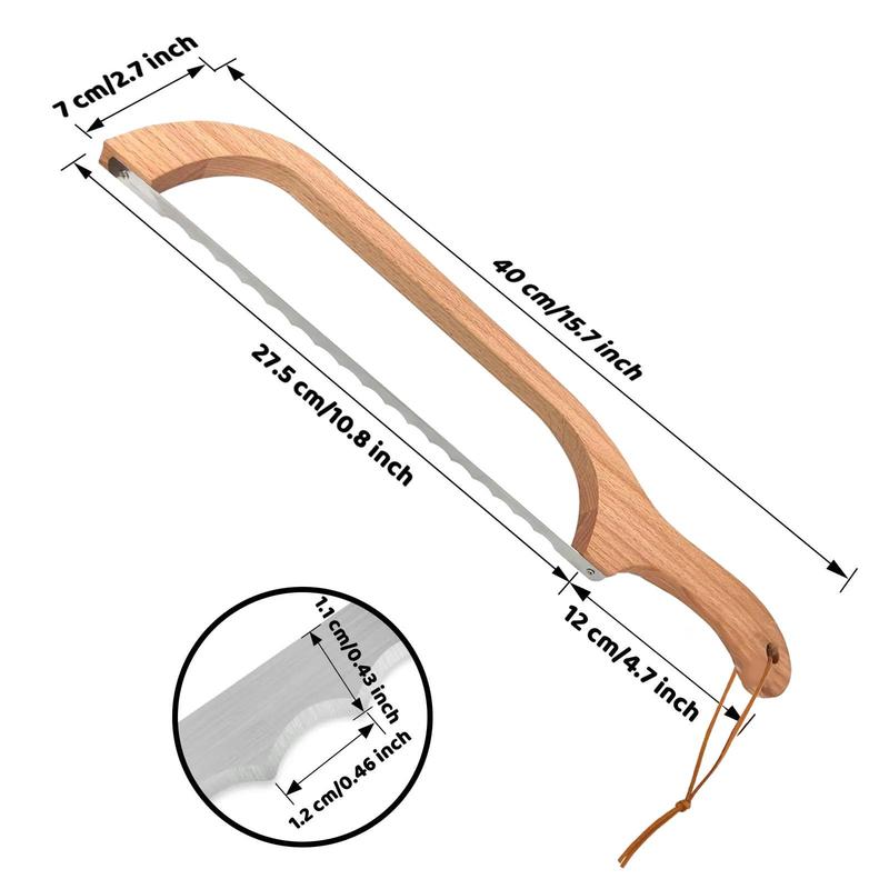 Wooden Top Stainless Steel Sawtooth Bag Slicer, Kitchen Cutting Utensil