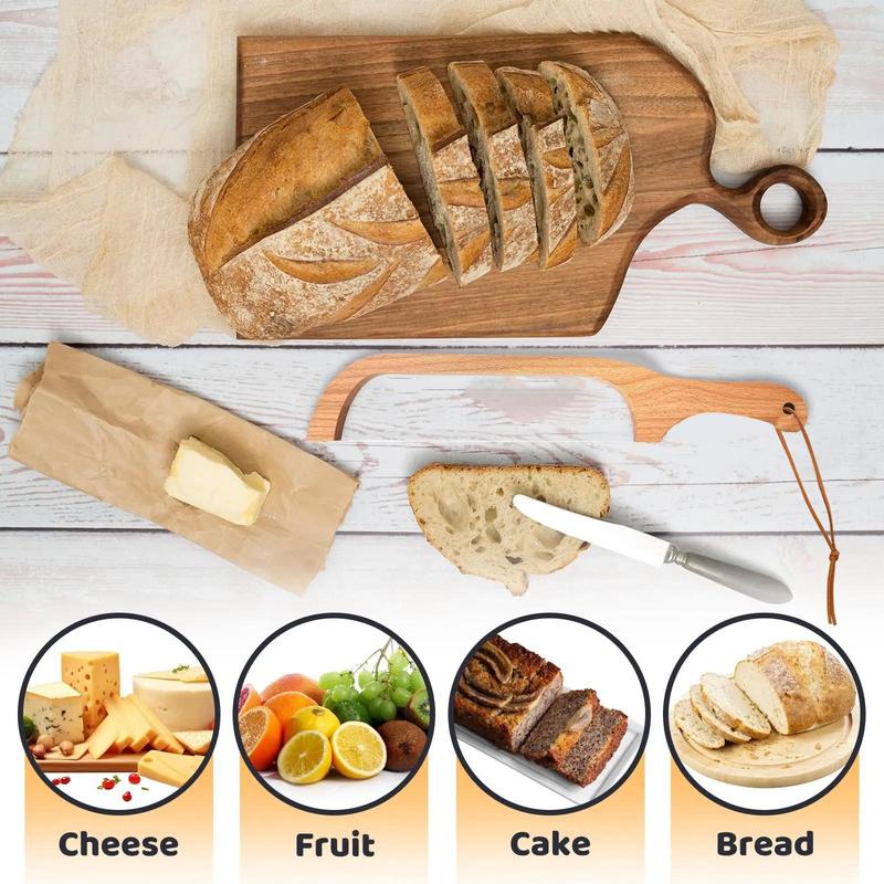 Wooden Top Stainless Steel Sawtooth Bag Slicer, Kitchen Cutting Utensil