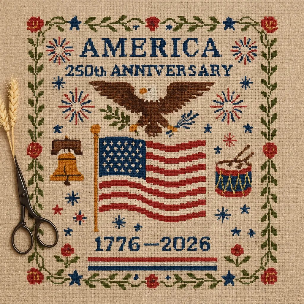 ✨250th Anniversary of America Cross Stitch Kit – Celebrate with Craft and Tradition