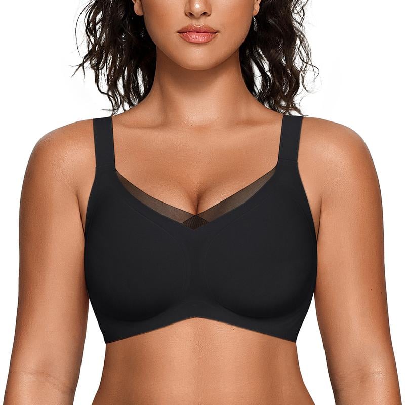 Women's Wireless V-Neck Crossover Mesh Seamless Push-Up Bra