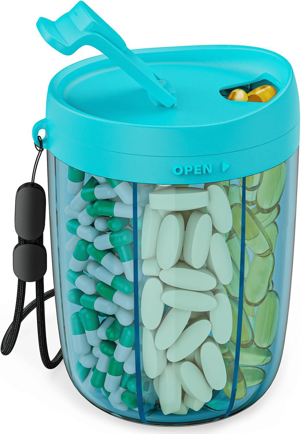 Last Day Promotion Pill Dispenser Bottle with 6 Compartments | Never Miss a Dose Again!