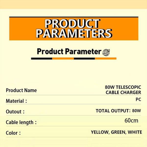 ⚡3 in 1 Charger Retractable 80W MAX Fast