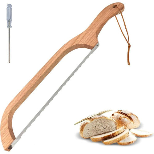 Wooden Top Stainless Steel Sawtooth Bag Slicer, Kitchen Cutting Utensil