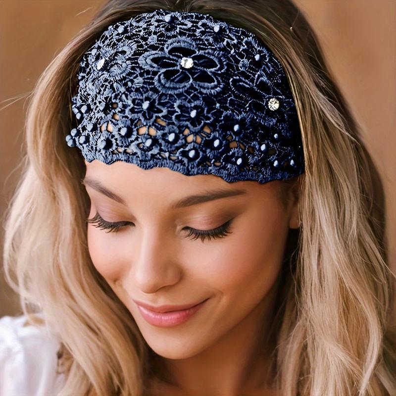 Set of 3 Bohemian Crystal and Pearl Accent Wide Headbands