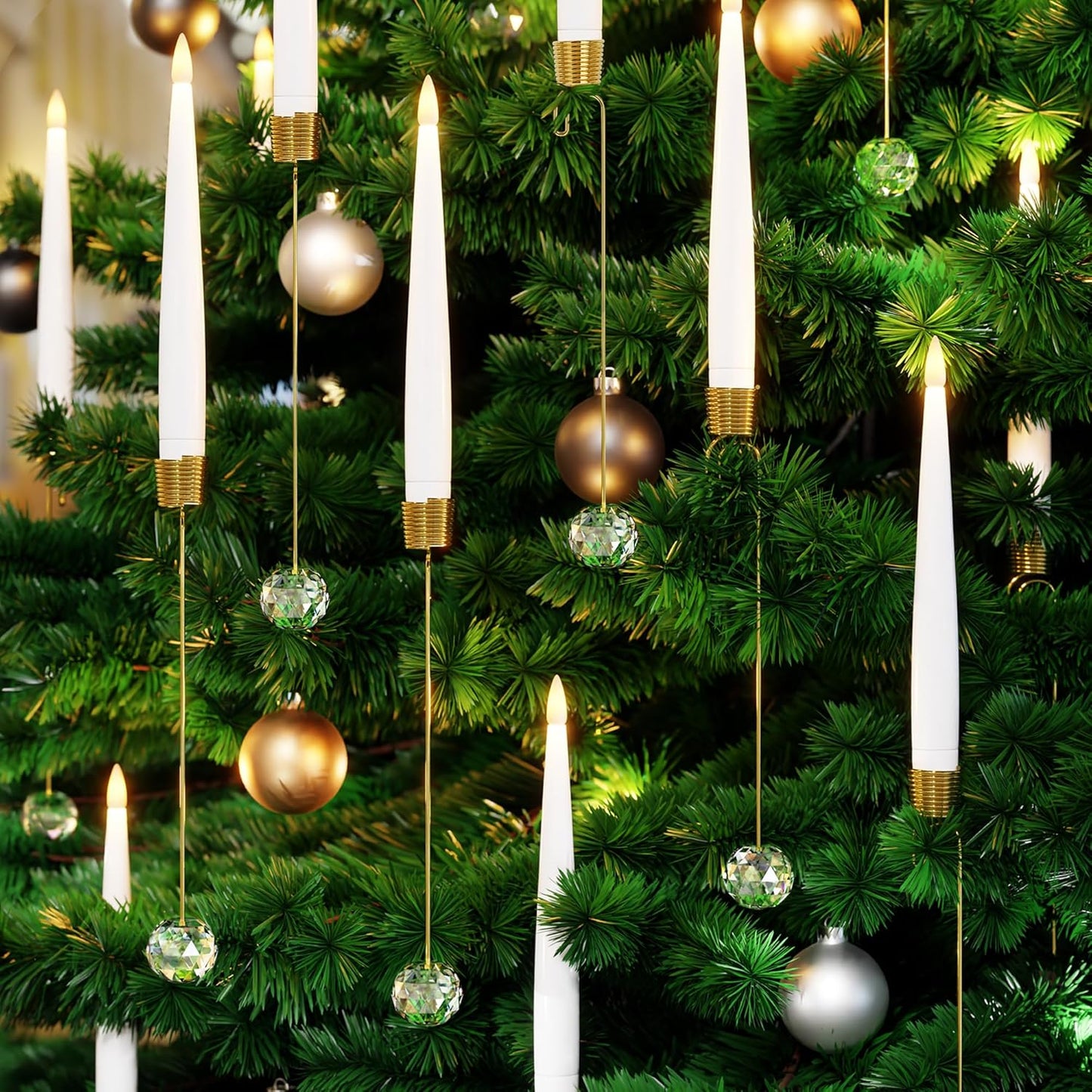 🎄LED-Weihnachtsbaumkerzen mit klarem Kristallkugelhaken