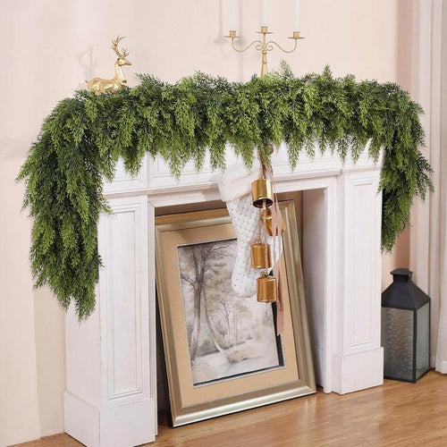 💥6 FT Artificial Cypress Rattan – Real Touch Winter Greenery