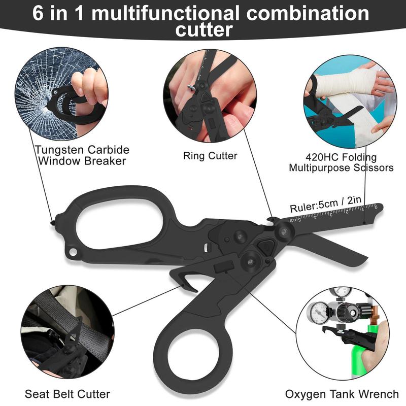 Multifunctional foldable trauma scissors.