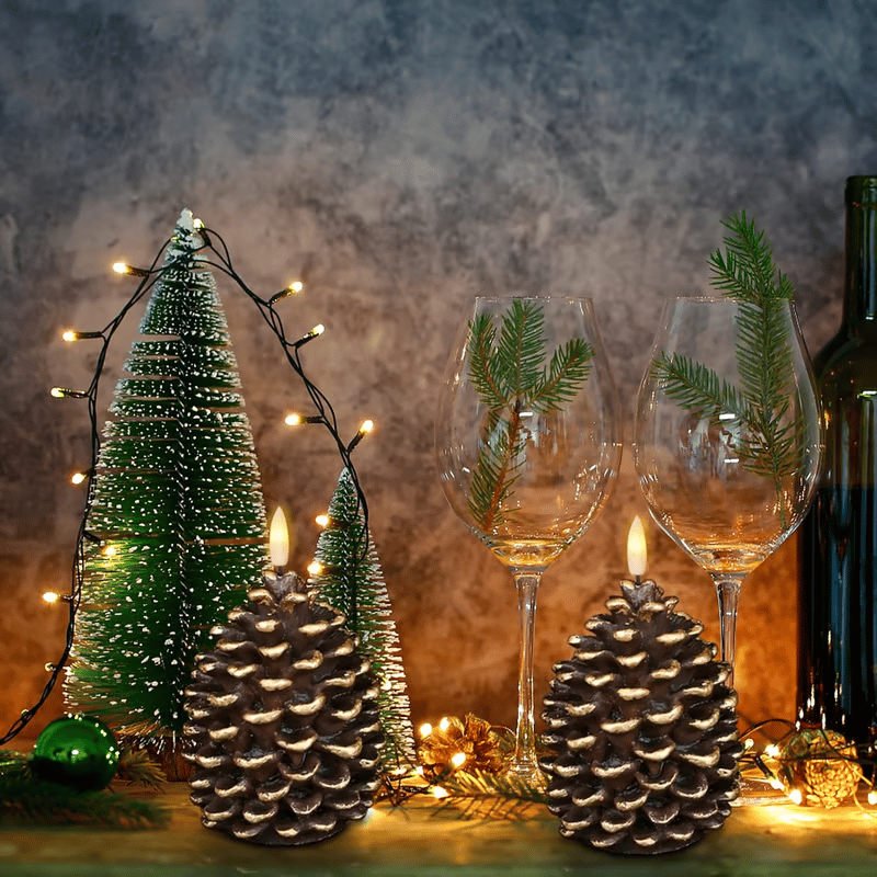 🎄Flameless Pinecone Candles Battery Operated