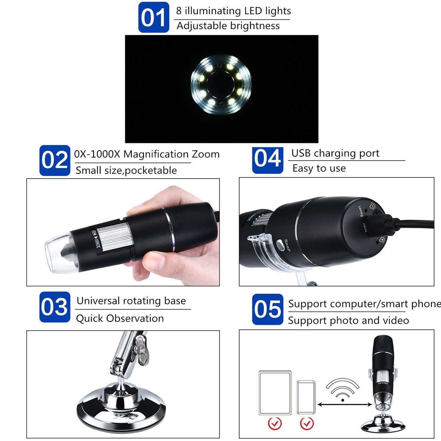 📱Portable Microscope Connected To A Mobile Phone 50x-1600x Magnification 🔬