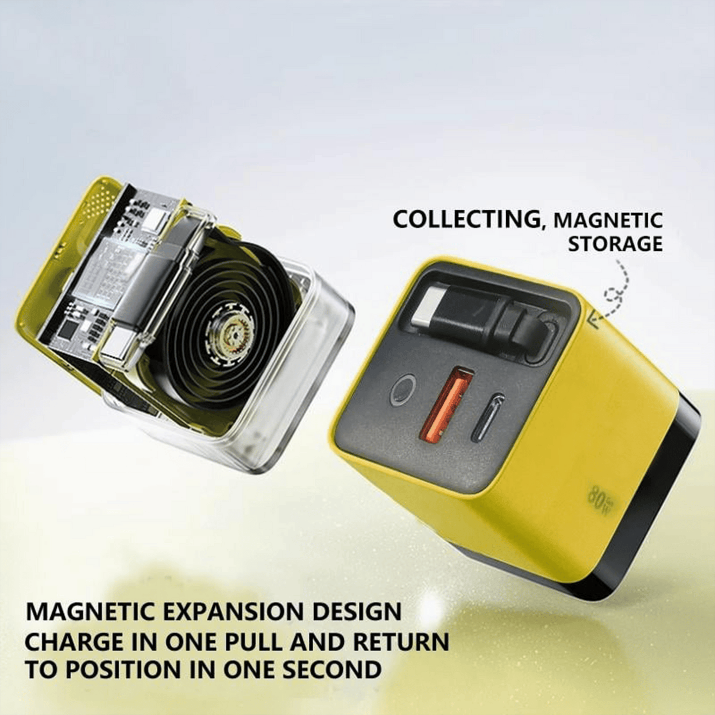 🔥3 in 1 GaN Charger,Scalable 80W MAX fast charger module with Type-C cable and 1 USB ports