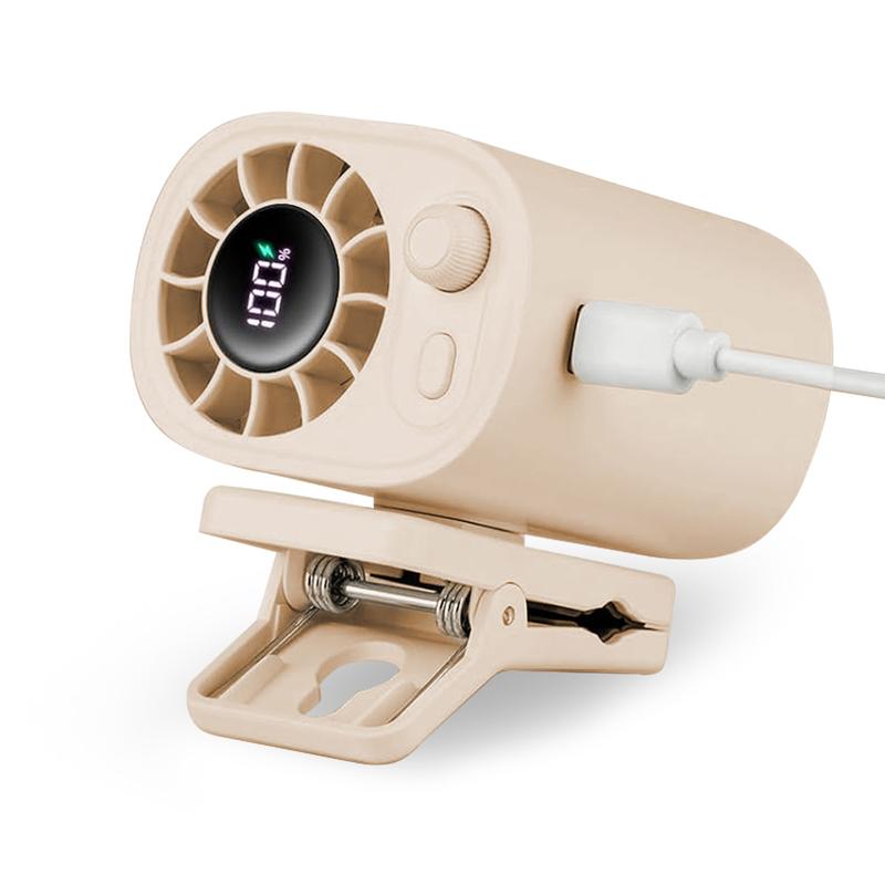 Ventilateur portable à clip pour voiture, écran LCD, rotatif à 360°, 100 vitesses