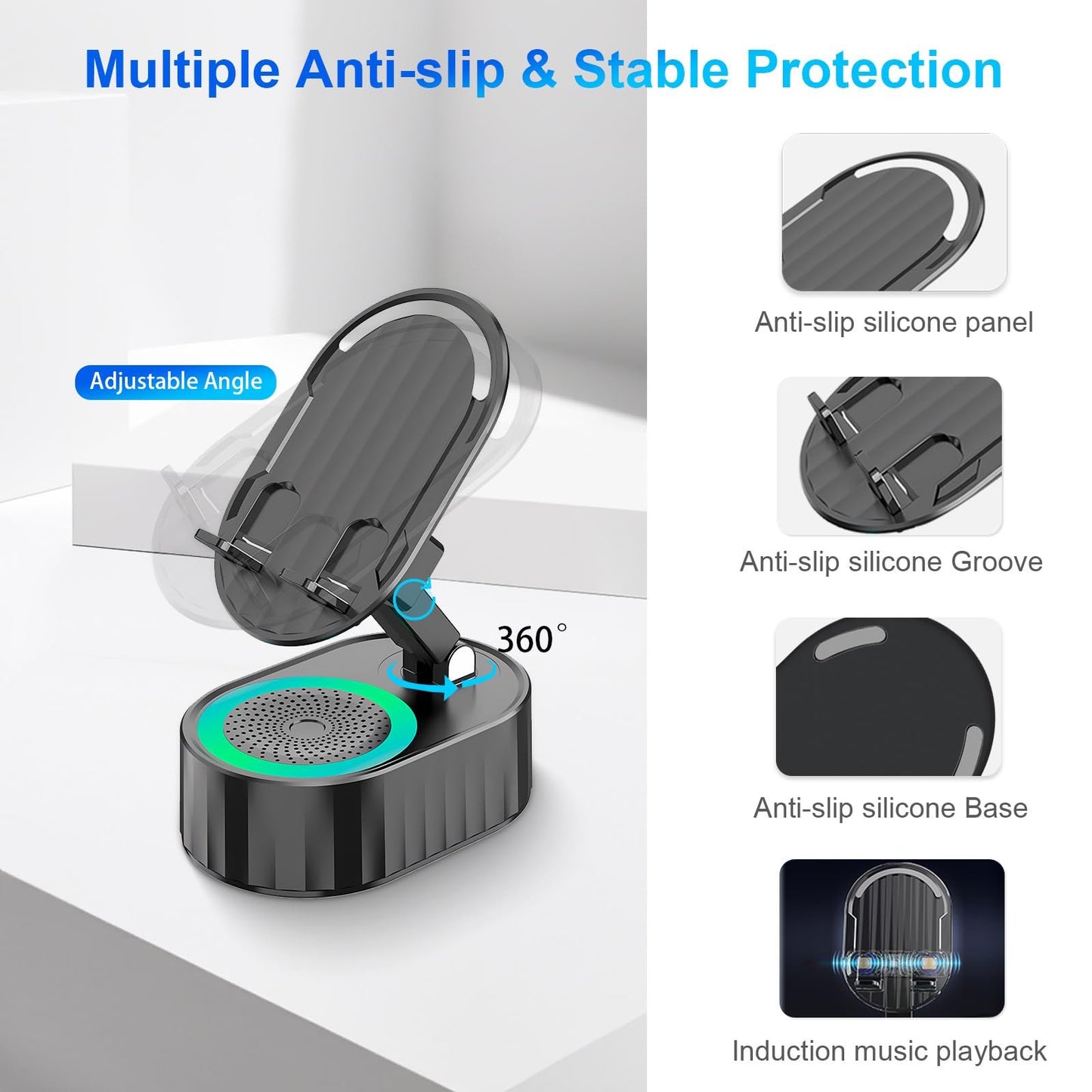 🔥2025 Upgraded Cell Phone Stand with Induction Speaker/Power Bank/Atmosphere Light