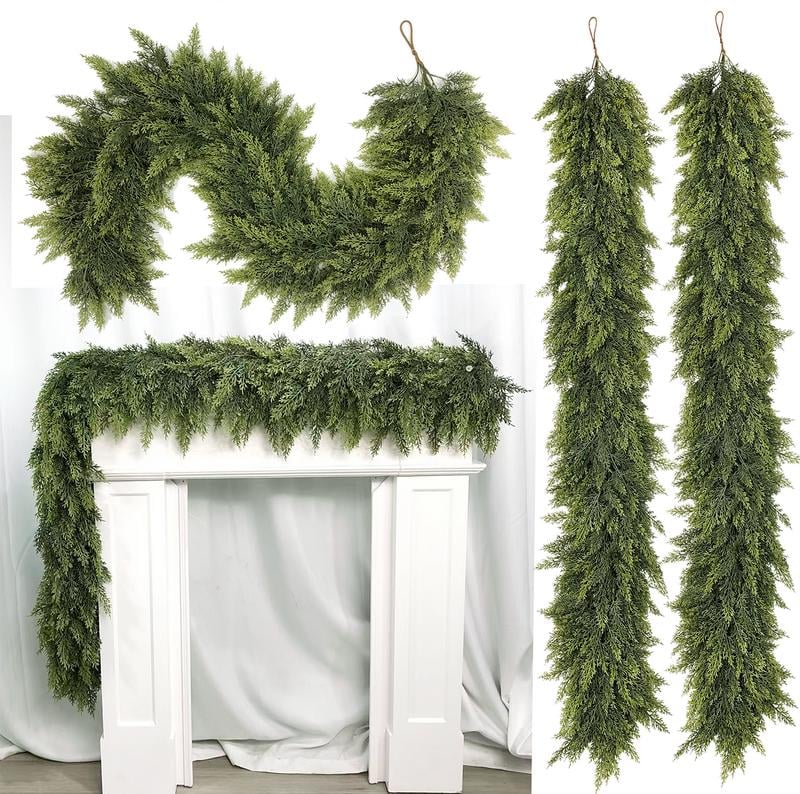 💥6 FT Artificial Cypress Rattan – Real Touch Winter Greenery