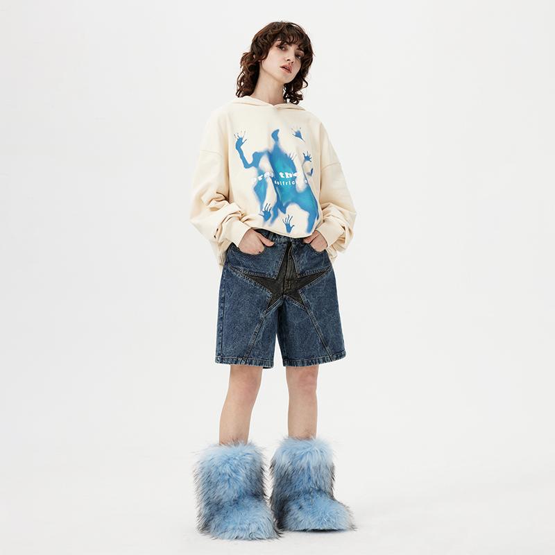 STAR PATCHWORK DENIM SHORTS