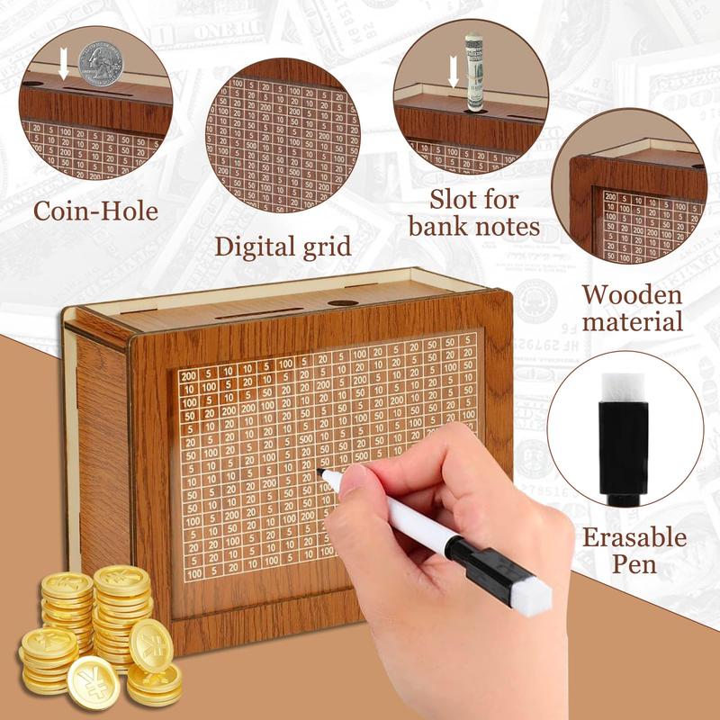 Wooden Money Box with Counter