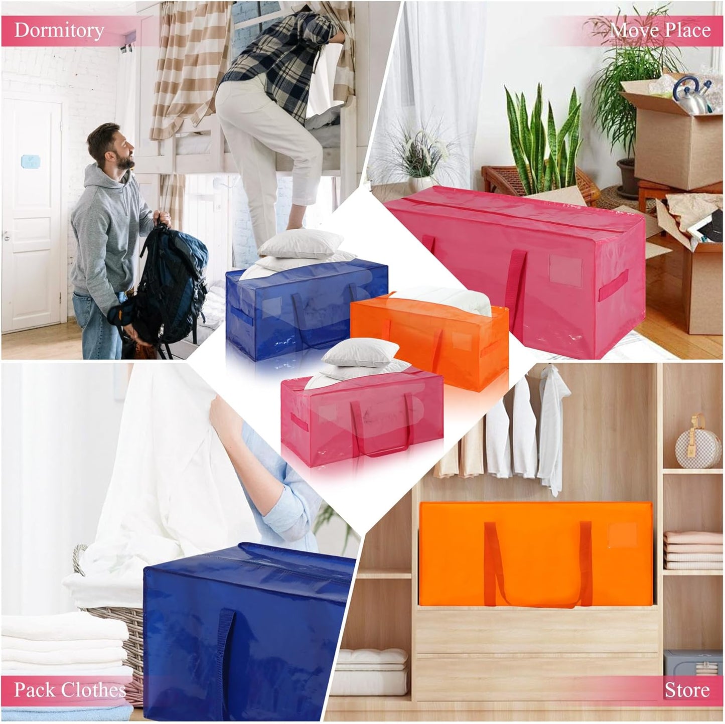🏆Flash Sale⚡Heavy-Duty Moving Bags with Reinforced Handles - Extra Large Storage Laundry Bags for Clothes, Toys, Blankets
