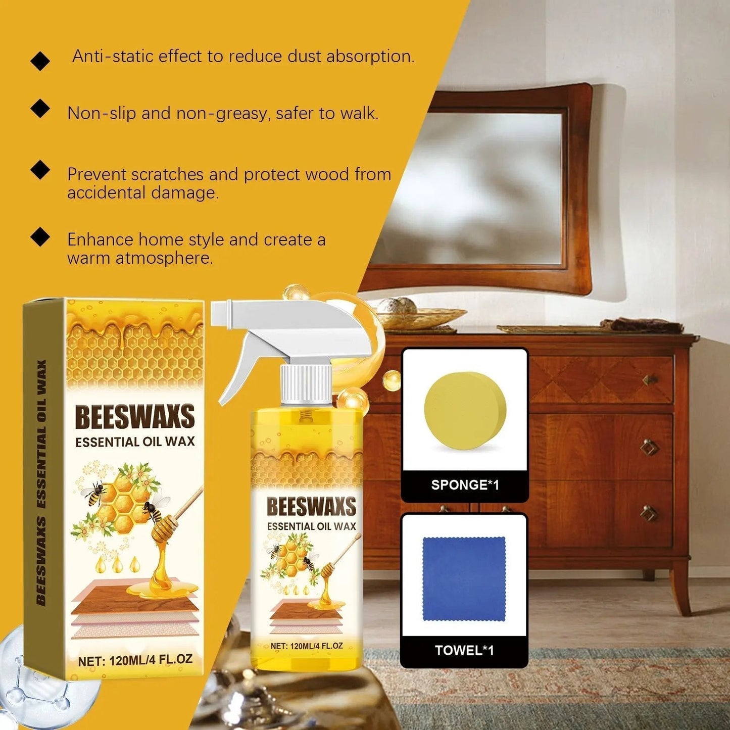 🐝🪵Beeswax Wood Polish Spray – Restore, Protect & Bring Back Natural Wood Shine ✨