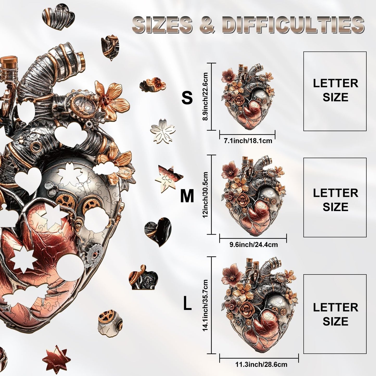 🎁 🔥 Visual 3D Mechanical Heart Wooden Jigsaw Puzzles - Gifts for Adults and Kids