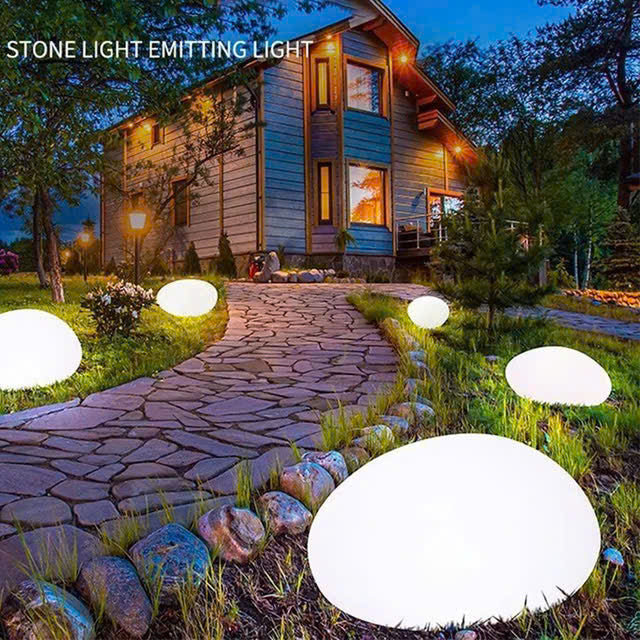 Solar Powered Pebble Stone Lamp Outdoor Park Garden Atmosphere Decoration Landscape Lamp Outdoor Villa Courtyard Lamp(Waterproof)