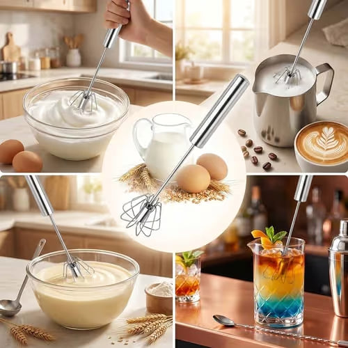 👍 Automatic Eggbeater Easy Whisk – Effortless Push & Spin Mixing