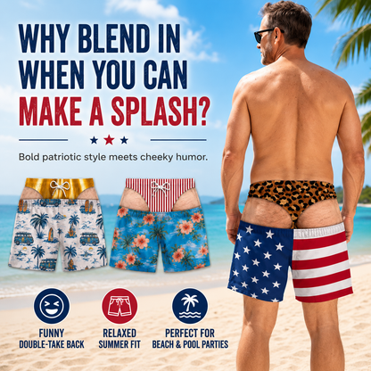 🔥🥳40K+ SOLD!😂Funny Patriotic Men’s Swim Trunks