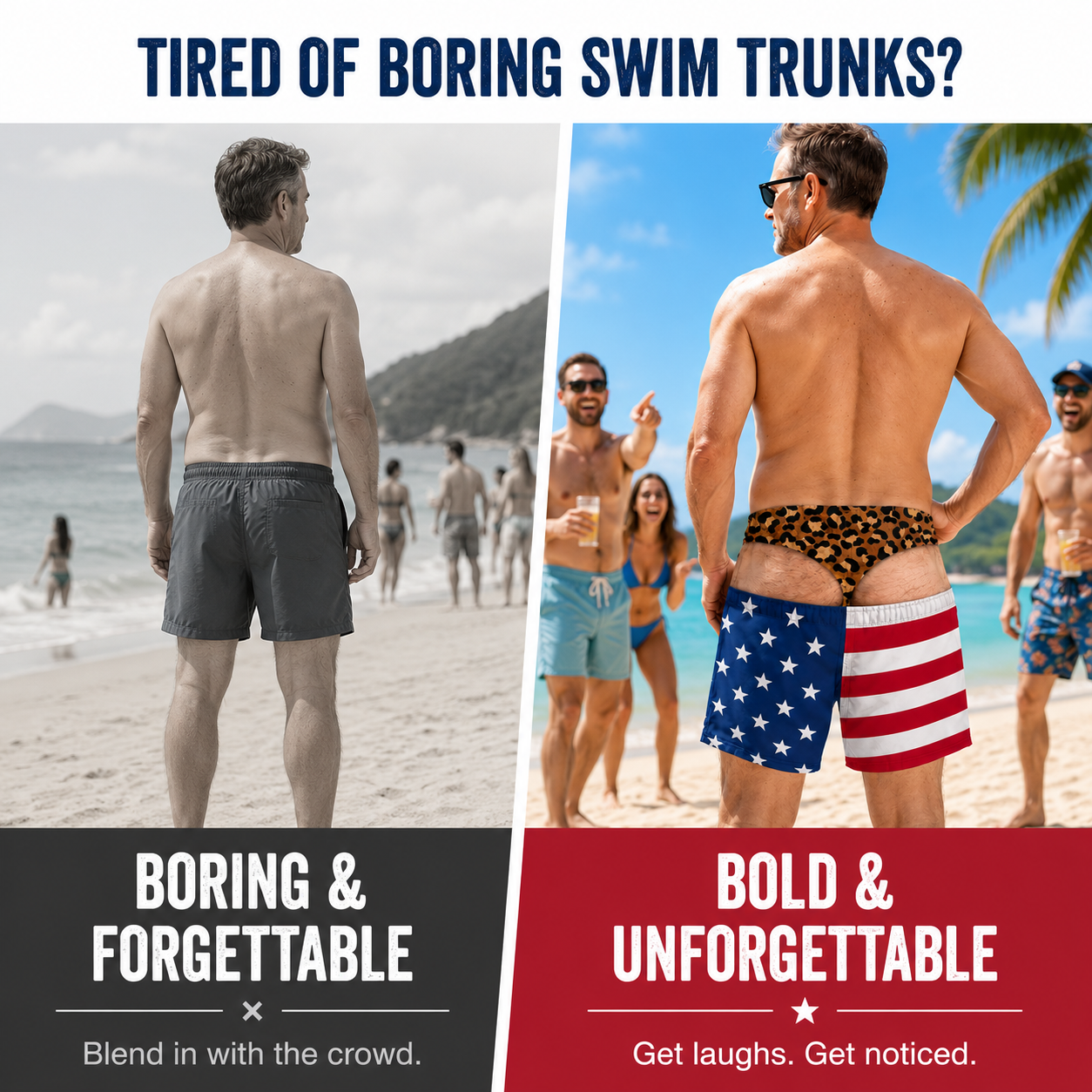 🔥🥳40K+ SOLD!😂Funny Patriotic Men’s Swim Trunks