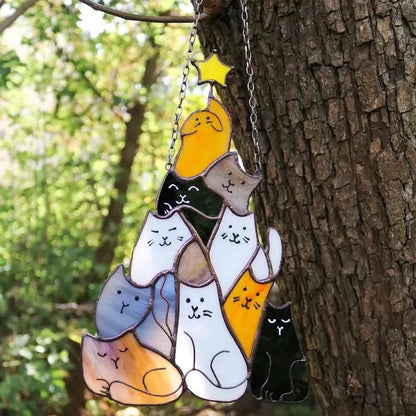 🎁Last Day Promotion 49% OFF -😻Cat Christmas Tree Suncatcher Ornament