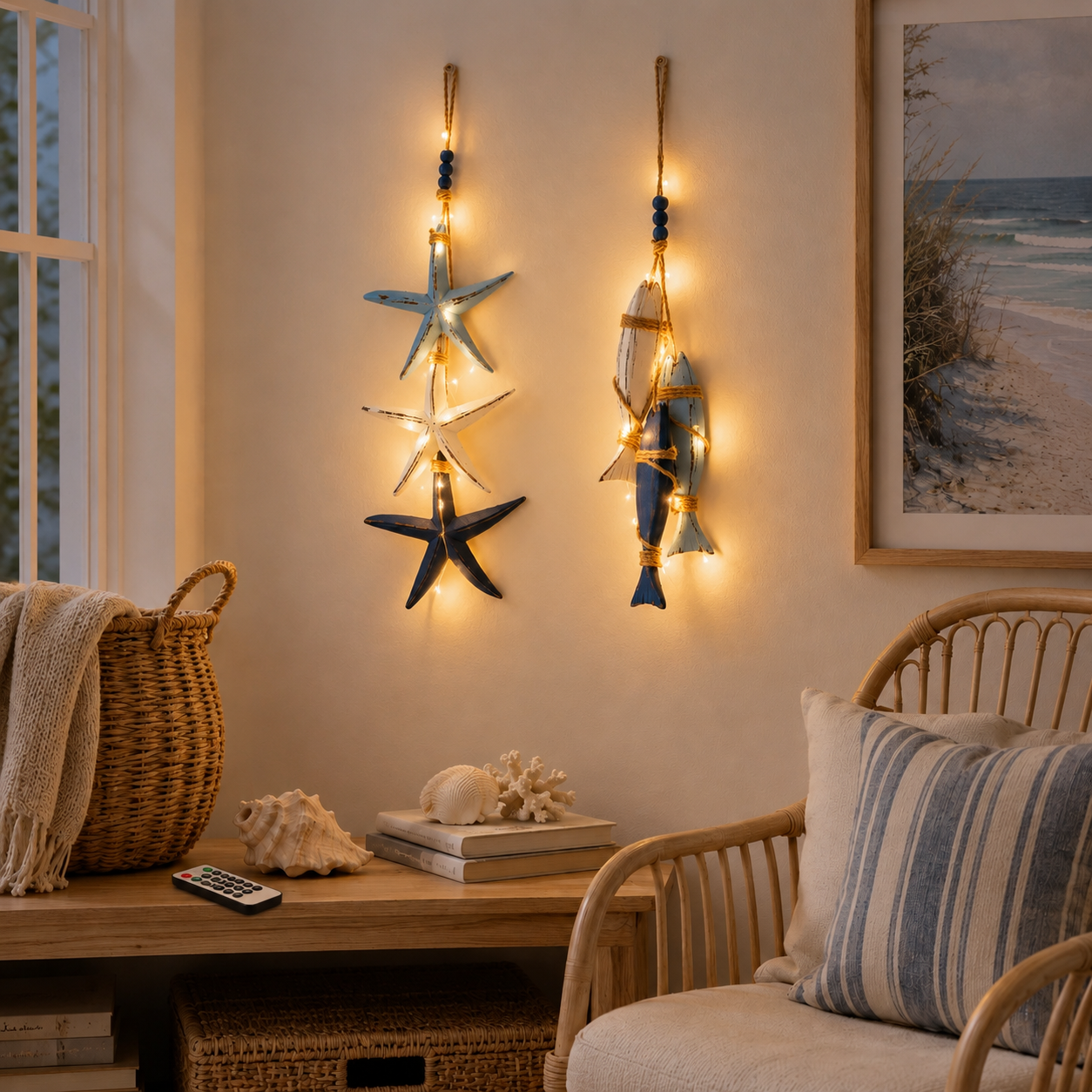🔥Coastal Wooden Hanging Ornament Lights