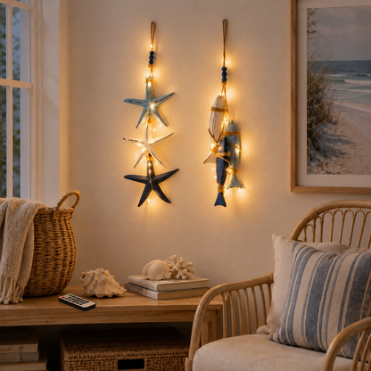 🔥Coastal Wooden Hanging Ornament Lights