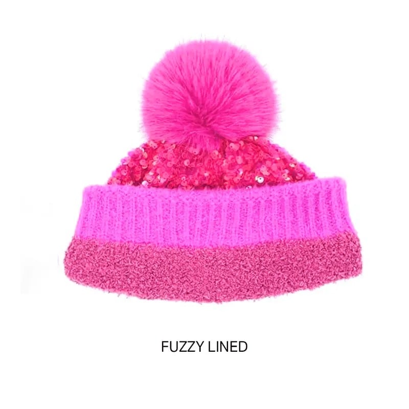 🔥Last Day 50% OFF - C.C Sequin Fur Pom Beanie