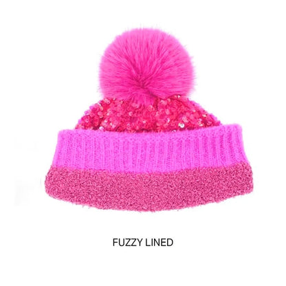 🔥Last Day 50% OFF - C.C Sequin Fur Pom Beanie