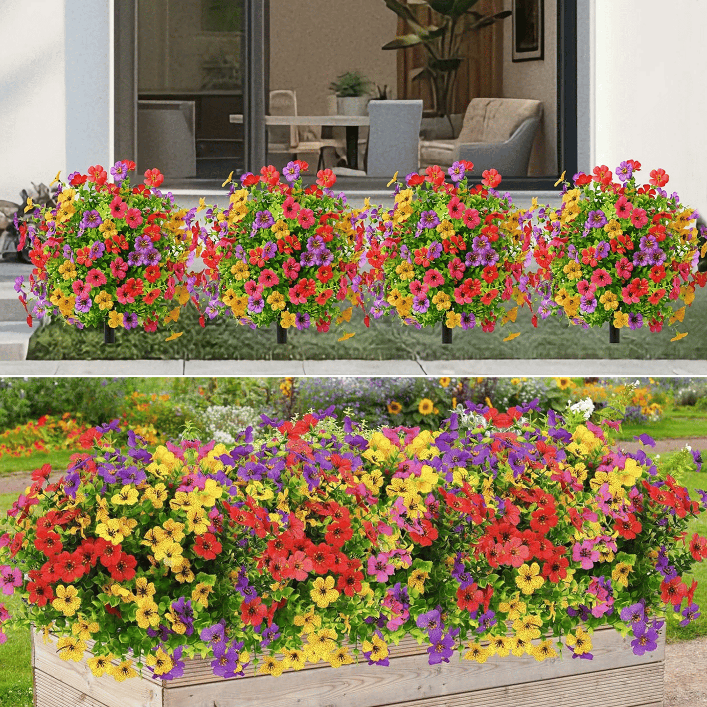 🔥 Best Seller🌸 🌿 UV-Resistant & Waterproof Artificial Daisy & Eucalyptus Stakes – Indoor & Outdoor Floral Decor