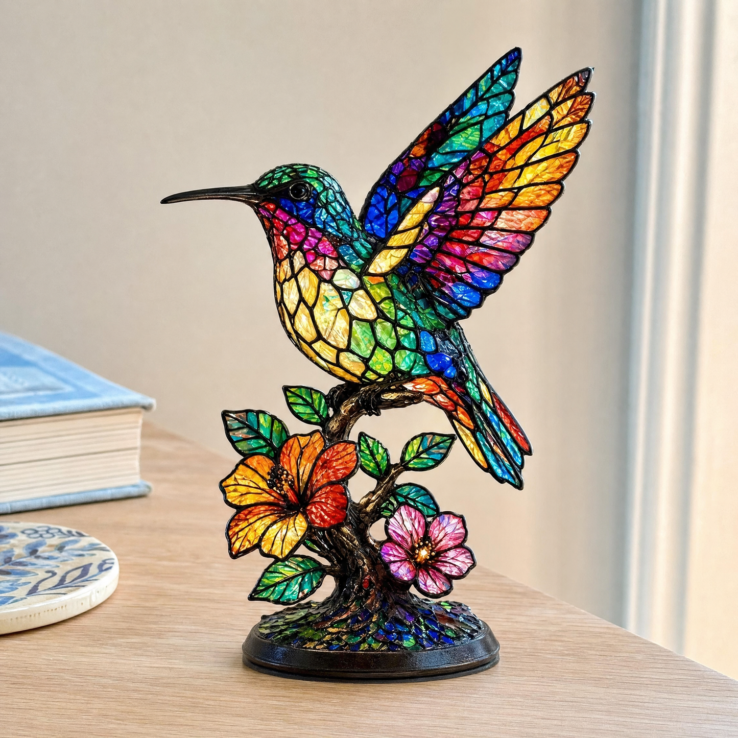 ✨ Creative Hummingbird LED Night Light, Home Cartoon Animal Resin Figurine, Cute Decorative Lamp for Kids' Room & Living Area, Table Bedside Lamp, USB Powered Lamp