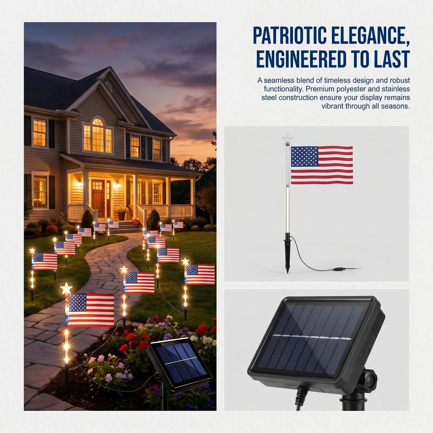 💕🇺🇸8-in-1 American Flag Solar Lights