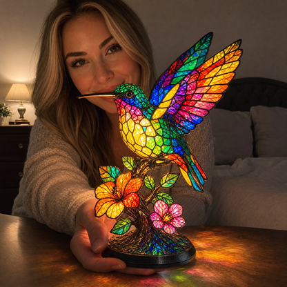 ✨ Creative Hummingbird LED Night Light, Home Cartoon Animal Resin Figurine, Cute Decorative Lamp for Kids' Room & Living Area, Table Bedside Lamp, USB Powered Lamp