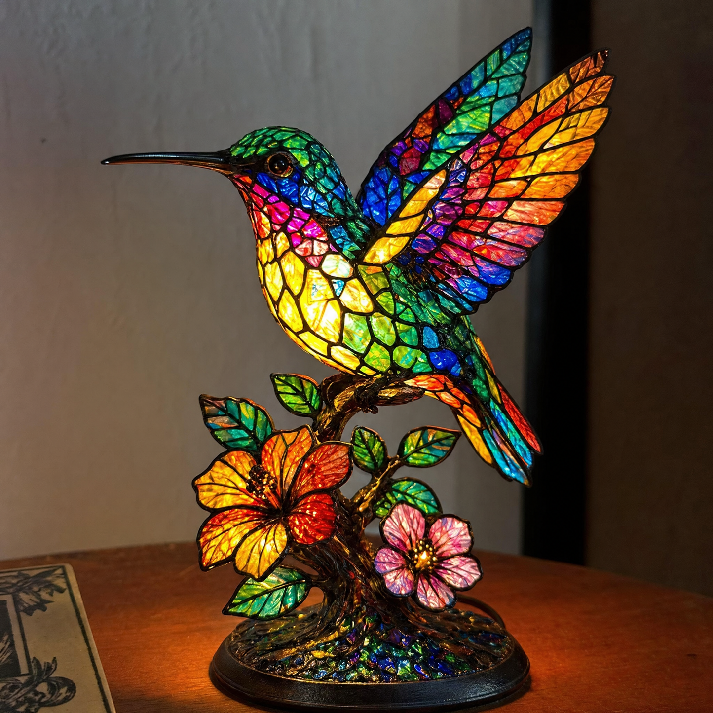 ✨ Creative Hummingbird LED Night Light, Home Cartoon Animal Resin Figurine, Cute Decorative Lamp for Kids' Room & Living Area, Table Bedside Lamp, USB Powered Lamp
