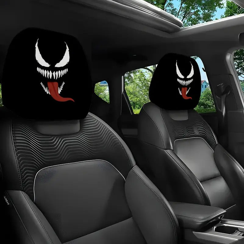 🎃 Early Halloween Sale – Horror Car Headrest Covers (2PCS Universal Fit)💀