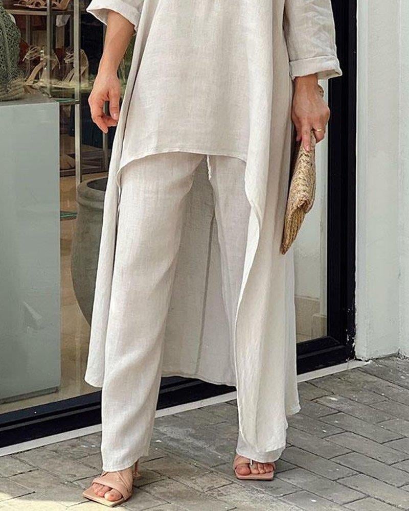 🔥SUMMER SALE🔥 Casual Irregular Long Sleeve Two-piece Set 💥 BUY 2 FREE SHIPPING