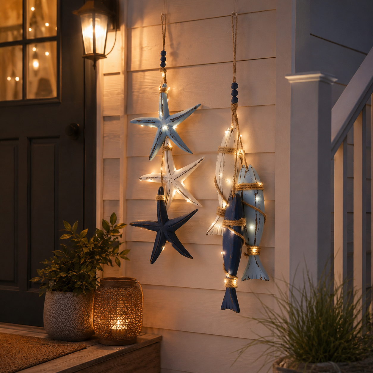 🔥Coastal Wooden Hanging Ornament Lights